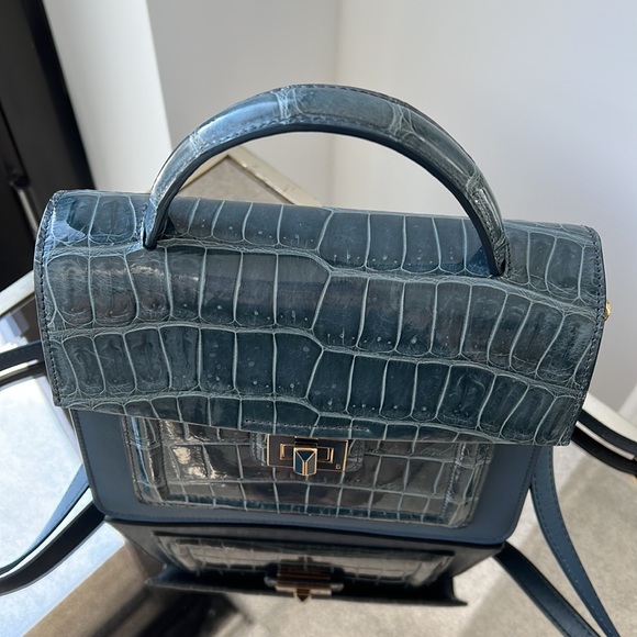 Krenoir Kandie Medium Bag in Arctic Shine Handbag Purse Crossbody Alligator - Picture 8 of 14